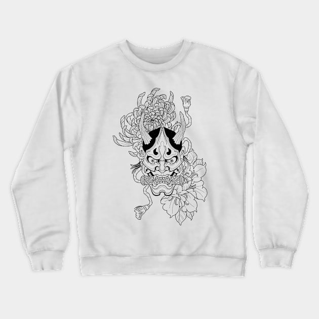 Oni Mask - Chrysanthemum Crewneck Sweatshirt by Caroline